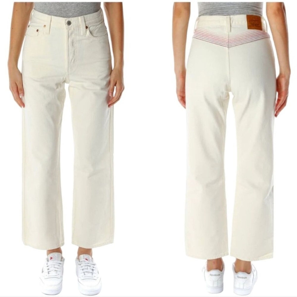 Levi’s ribcage straight cream jeans